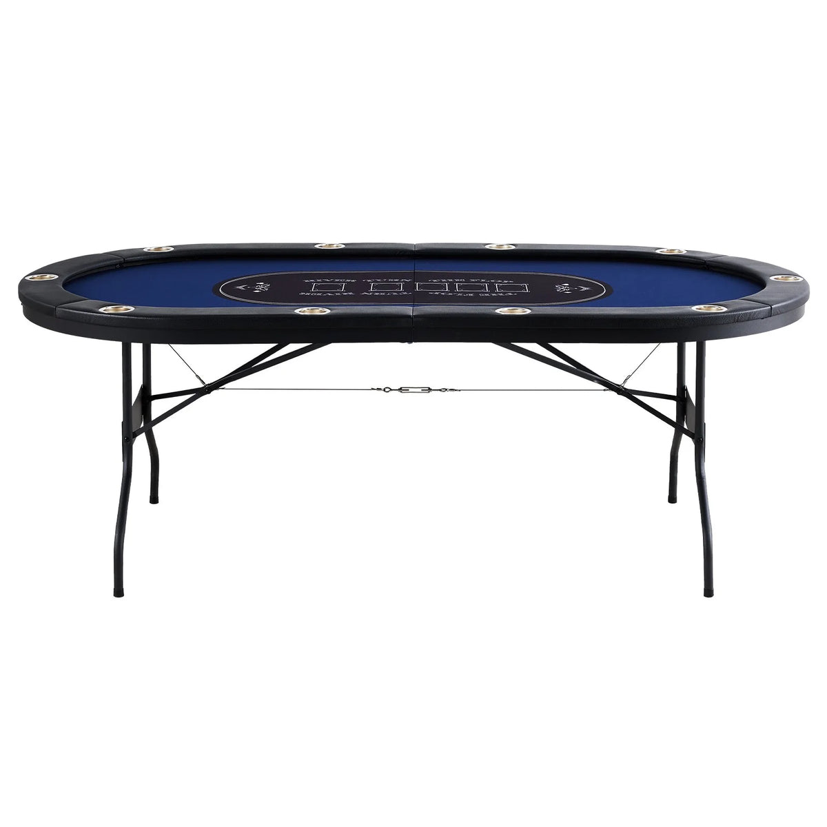 VEVOR 10 Player Foldable Poker Table, Blackjack Texas Holdem Poker Table with Padded Rails and Stainless Steel Cup Holders, Portable Folding Card Board Game Table, 84" Oval Casino Leisure Table