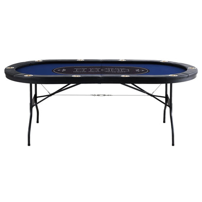VEVOR 10 Player Foldable Poker Table, Blackjack Texas Holdem Poker Table with Padded Rails and Stainless Steel Cup Holders, Portable Folding Card Board Game Table, 84" Oval Casino Leisure Table