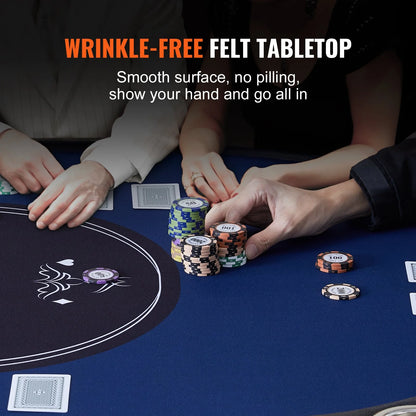 VEVOR 10 Player Foldable Poker Table, Blackjack Texas Holdem Poker Table with Padded Rails and Stainless Steel Cup Holders, Portable Folding Card Board Game Table, 84" Oval Casino Leisure Table - View 5