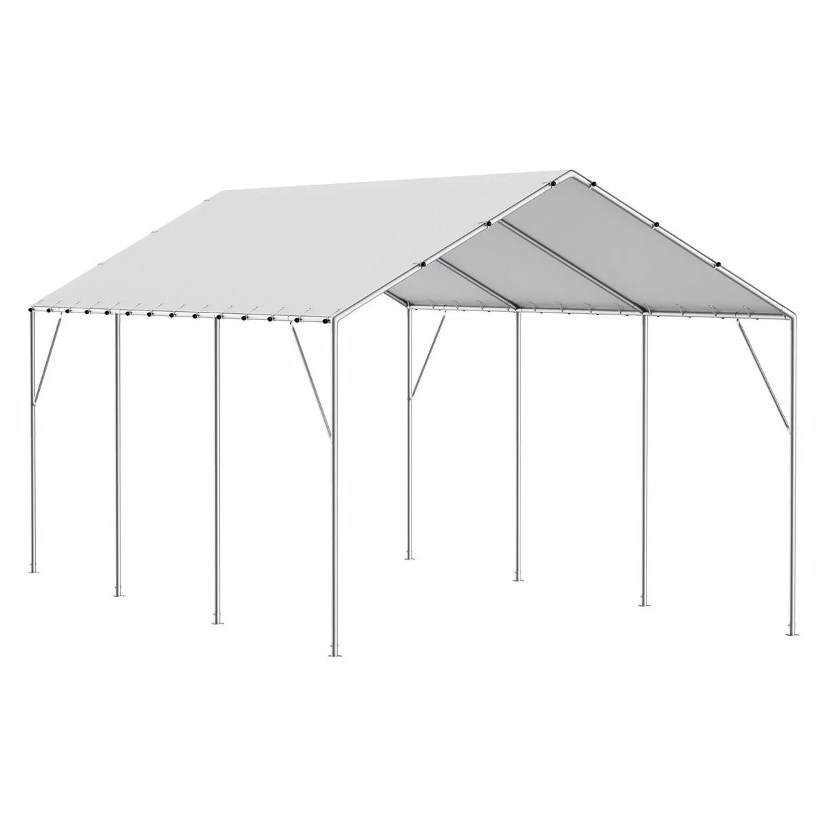 VEVOR 10 x 20 ft Carport Replacement Canopy Cover, Garage Top Tent Shelter Tarp Heavy-Duty Waterproof & UV Protected, Easy Installation with 40 Ball Bungeess (Only Top Cover, Frame Not Include), White - View 9