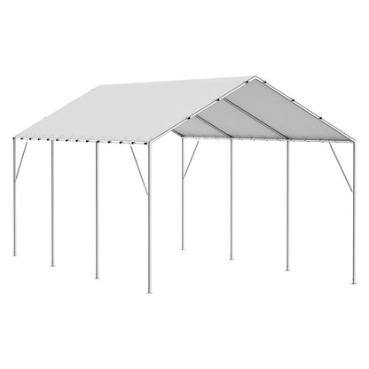 VEVOR 10 x 20 ft Carport Replacement Canopy Cover, Garage Top Tent Shelter Tarp Heavy-Duty Waterproof & UV Protected, Easy Installation with 40 Ball Bungeess (Only Top Cover, Frame Not Include), White - View 9