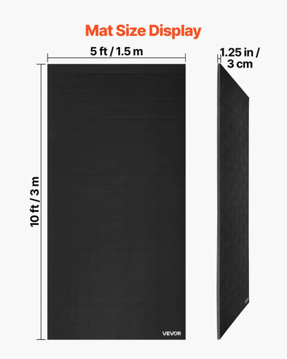 VEVOR 10x5 ft Wrestling Mat, Martial Arts Thick Mat for Home Gym Workouts Exercise, Waterproof PVC Roll-Up Training Mats for Gymnastics, Tatami, Jiu Jitsu BJJ MMA Judo, Boxing, Black - View 2