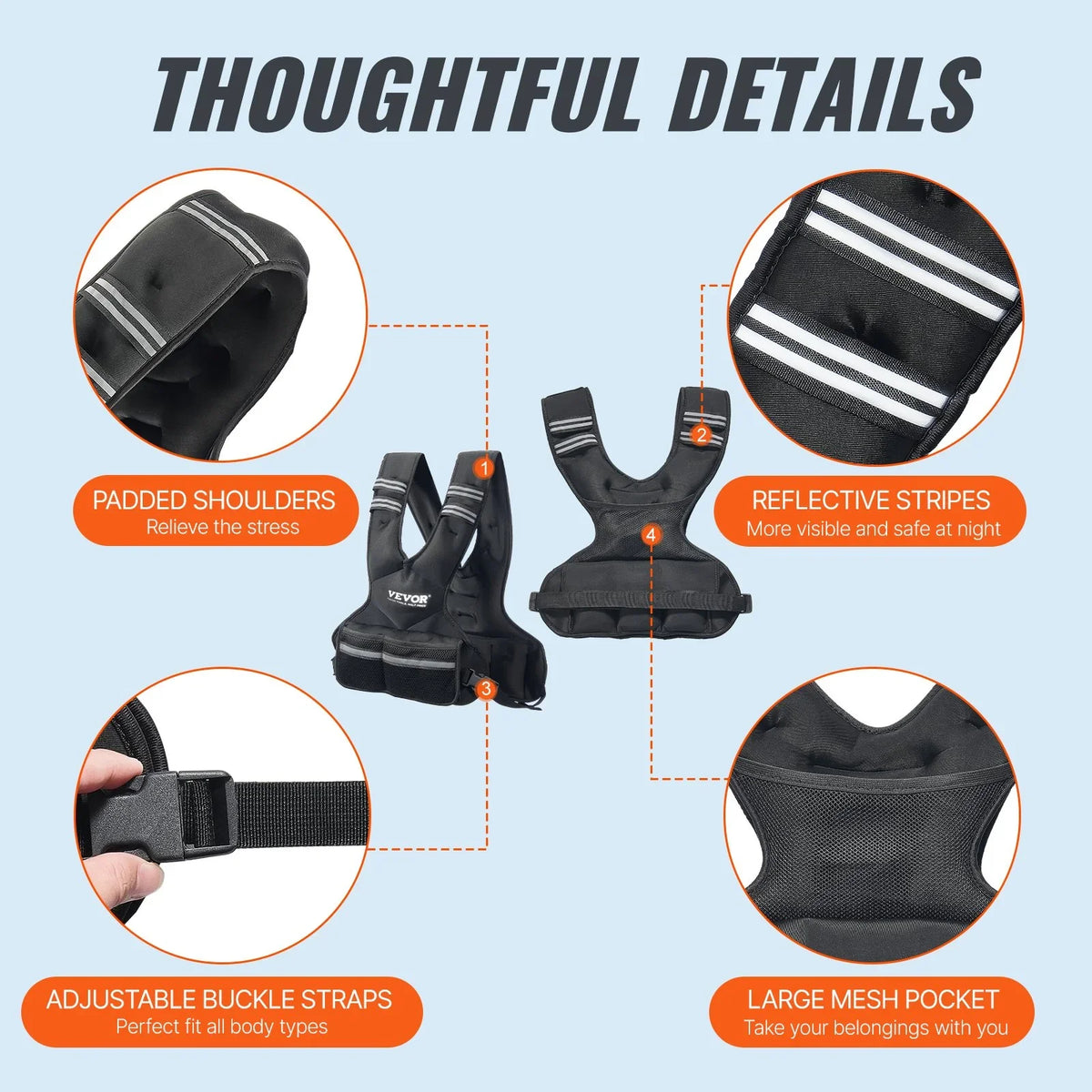 VEVOR 11-20lb Adjustable Weighted Vest for Men Women Strength Training Running - View 4