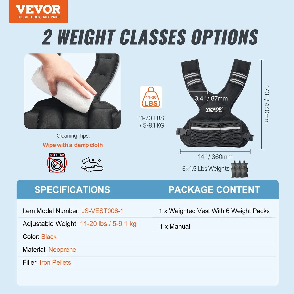 VEVOR 11-20lb Adjustable Weighted Vest for Men Women Strength Training Running - View 6