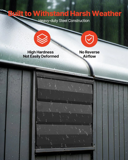VEVOR 12 inch Shutter Exhaust Fan, Wall Mounted Attic Vent Fan with Smart Programming Variable Speed Temperature Control, 1500 CFM,EC Motor,Timer, for Shed,Garage,Greenhouse Ventilation Cooling,Black - View 3