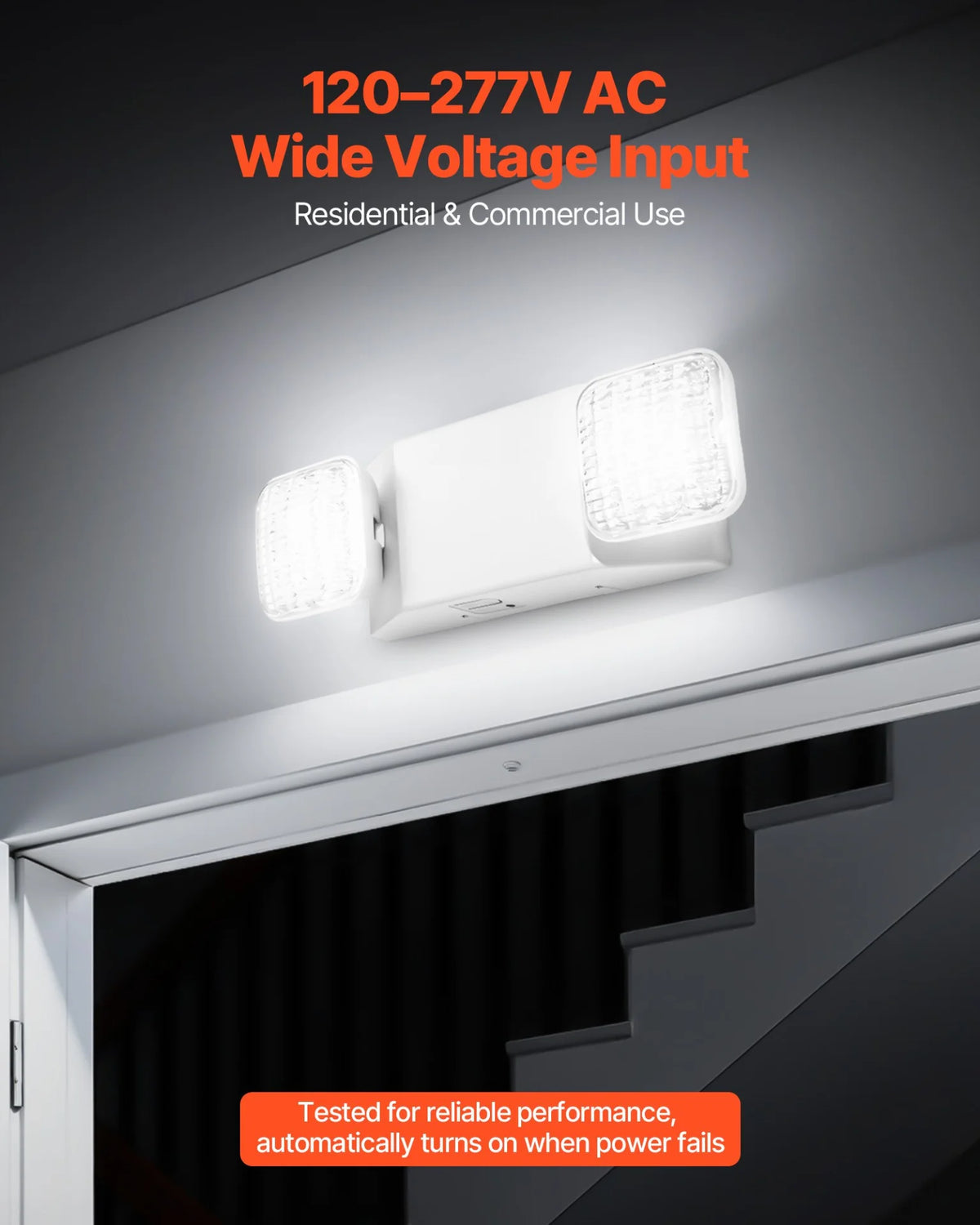 VEVOR 12 Pack Emergency Lights for Business, with Battery Backup, Commercial LED Emergency Exit Lighting Fixtures, AC 120/277V, with Two Square Head Adjustable, 90-Minute Backup, for Business, White