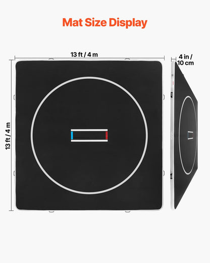 VEVOR 13x13 ft Wrestling Mat Inflatable, Martial Arts Thick Mat for Home Gym Exercise, PVC Foldable Training Mats with Circles and 600W Air Pump, for Gymnastics, Tatami, Jiu Jitsu BJJ MMA Judo, Black - View 2