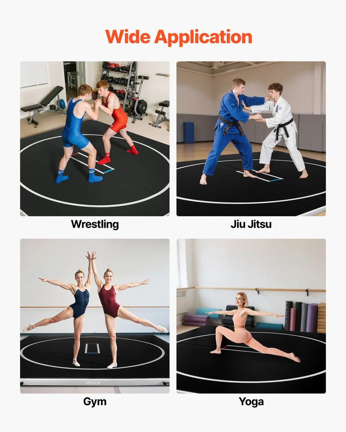 VEVOR 13x13 ft Wrestling Mat Inflatable, Martial Arts Thick Mat for Home Gym Exercise, PVC Foldable Training Mats with Circles and 600W Air Pump, for Gymnastics, Tatami, Jiu Jitsu BJJ MMA Judo, Black - View 7