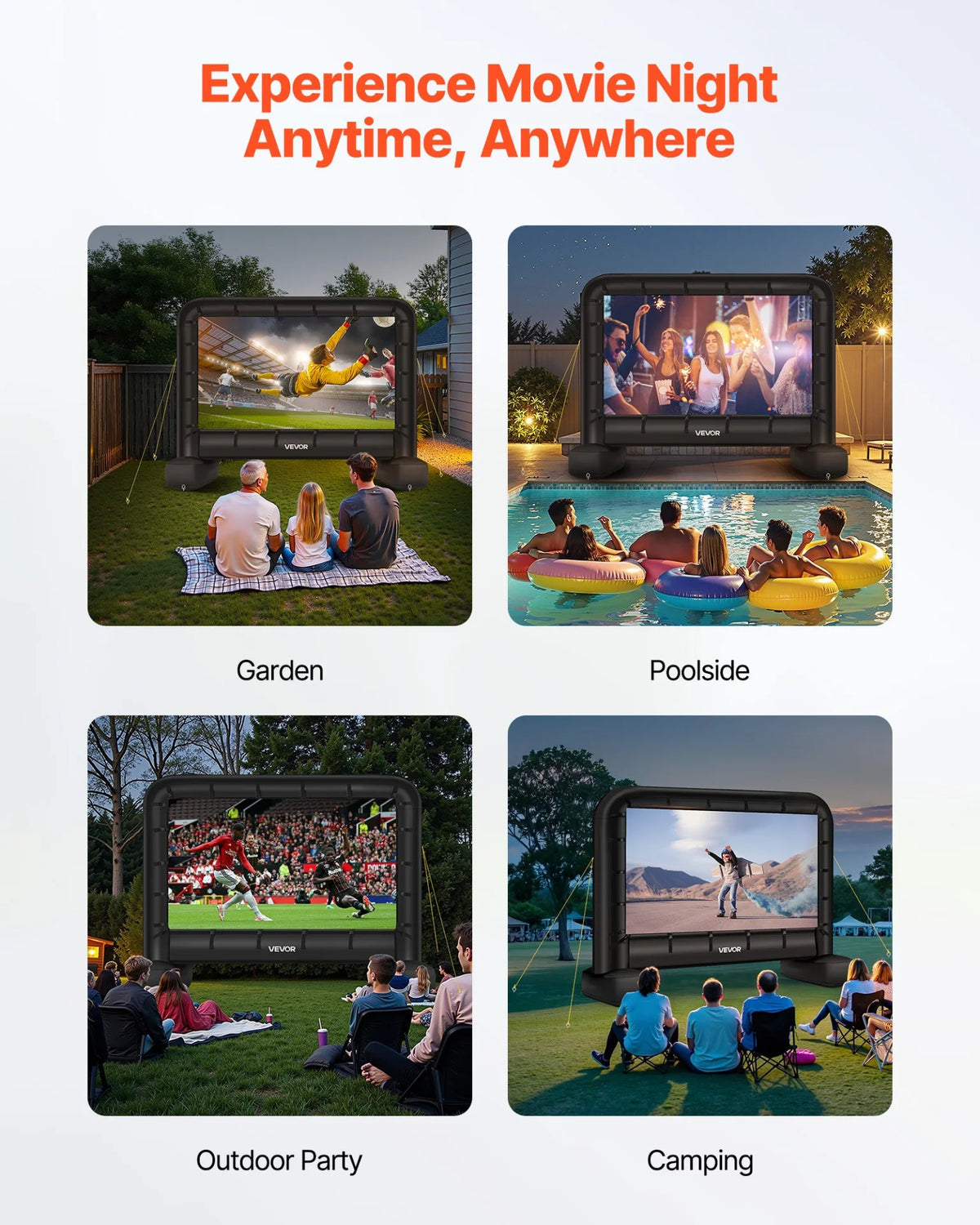 VEVOR 14 ft Inflatable Movie Screen 16:9 600D Movie Projection with Portable Bag - View 5