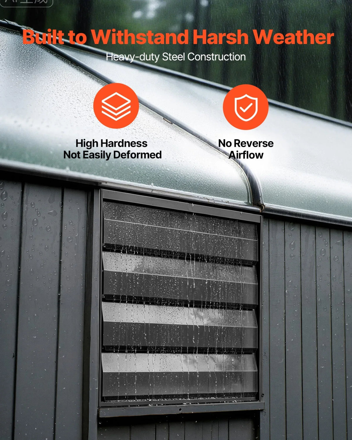 VEVOR 14 Inch Shutter Exhaust Fan Wall Mounted Automatic Louvers EC Motor, Steel Housing, Temperature & Humidity Controller, Ventilation & Cooling for Attic, Garage, Barn, Greenhouse, Workshop, Black - View 3