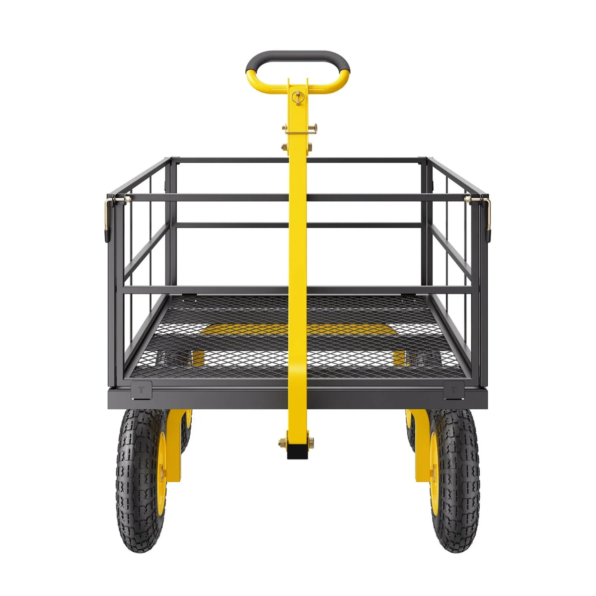 VEVOR 1400 Lbs Steel Garden Cart, Heavy Duty Pullable Garden Wagon Yard Cart, 2 in 1 Outdoor Metal Utility Wagon Yard Trailer with 13" All Terrain Tires, Mesh Removable Sides and 180°Rotating Handle - View 10