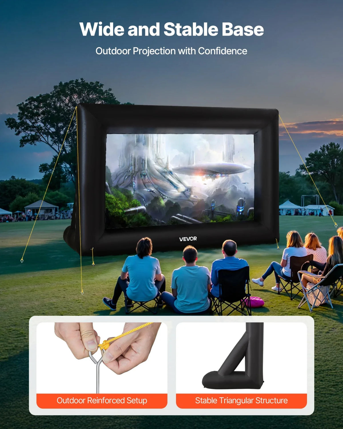 VEVOR 14FT Inflatable Projector Screen, Inflatable Movie Screen Outdoor with 120W Air Blower Projector Screen Oxford Fabric Material Blow Up Screen for Outdoor Backyard, Home Theater, Theme Party - View 4