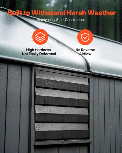 VEVOR 16 Inch Shutter Exhaust Fan Wall Mounted Automatic Louvers EC Motor, Steel Housing, Temperature & Humidity Controller, Ventilation & Cooling for Attic, Garage, Barn, Greenhouse, Workshop, Black - View 3