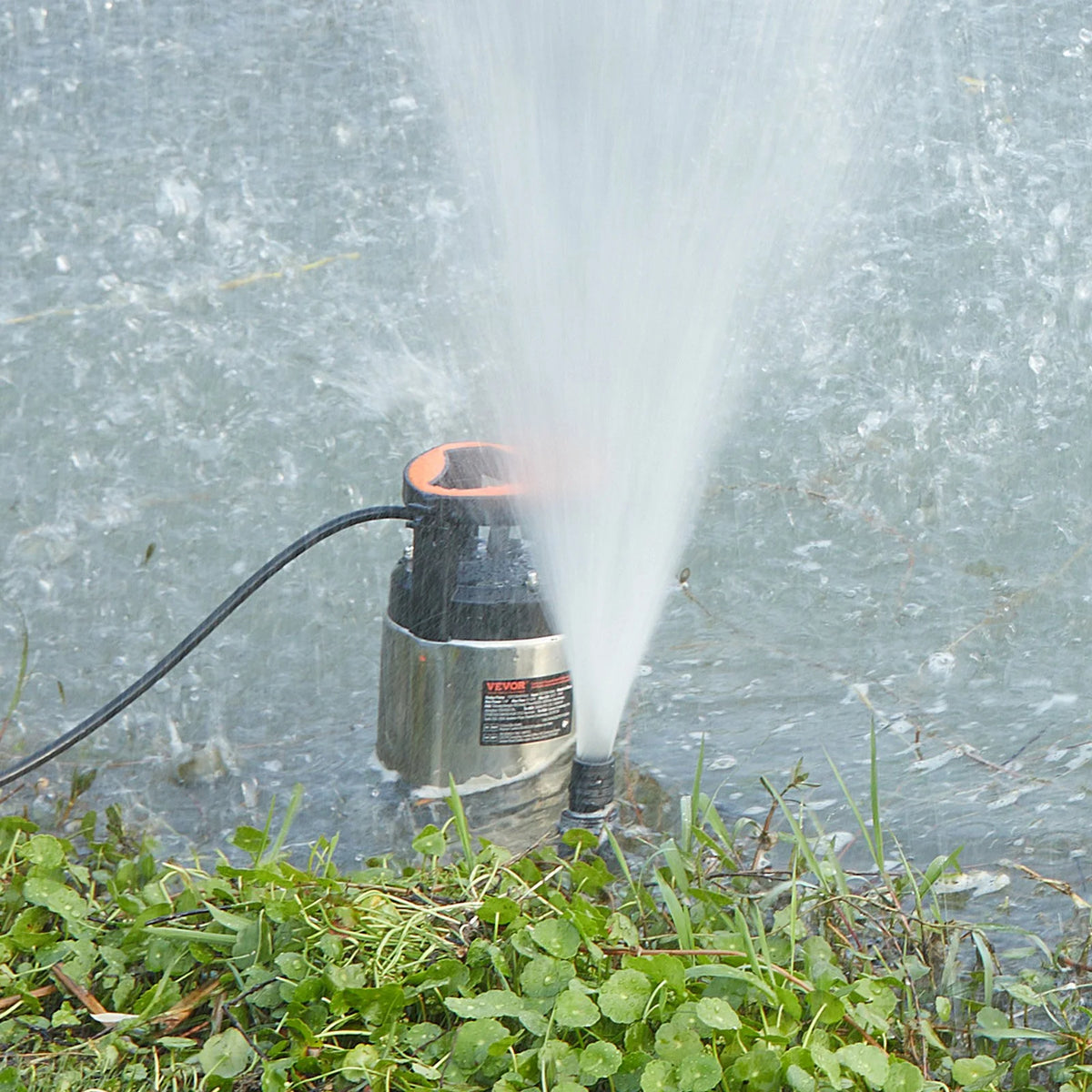 VEVOR 1HP Sump Pump, 4020GPH, 30FT Lift Stainless Steel Submersible Sludge Pump with 26FT Power Cord Automatic ON/OFF Float Switch, Drain Clean/Dirty Water for Basement Flood Pool Pond Garden Hot Tub - View 7