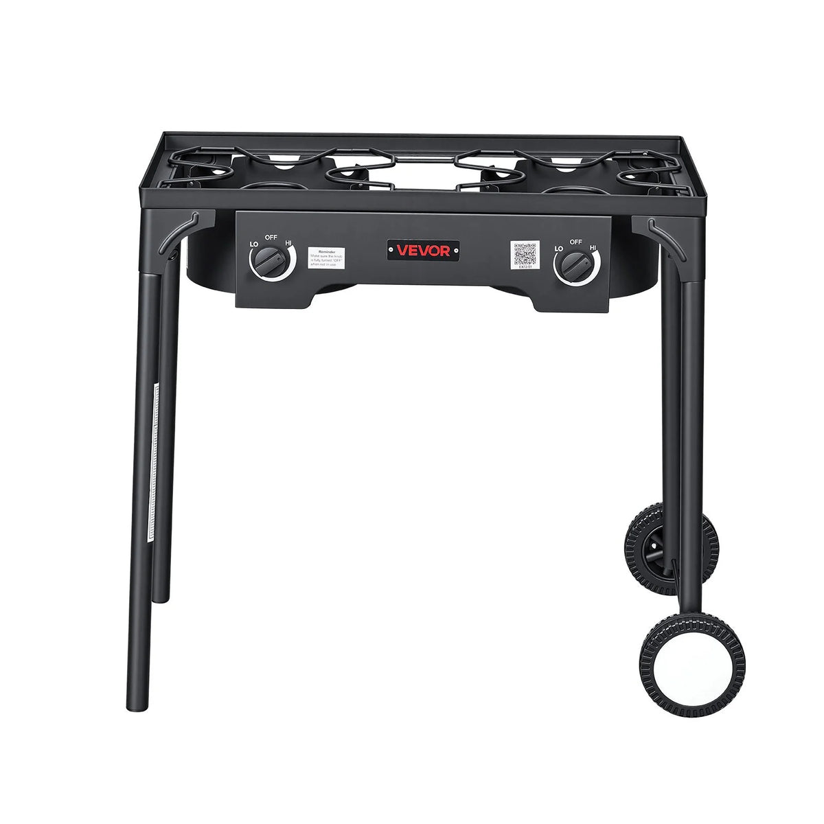 VEVOR 2 Burner Outdoor Propane Gas Stove, 150,000 BTU Propane LPG Gas Camping Stove, Heavy-duty Carbon Steel Outdoor Cooker, with 2 Wheels & 20 PSI Regulator & Hose, for BBQ Camp Home Patio Backyard - View 8