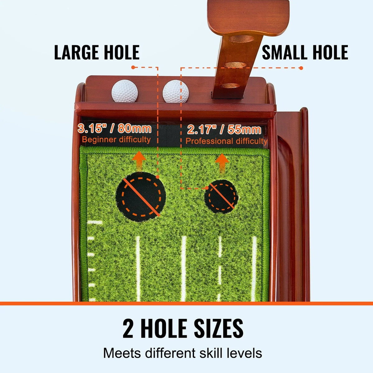 VEVOR 2 Hole Golf Putting Mat Indoor Golf Putting Green Golf Training Aid - View 6