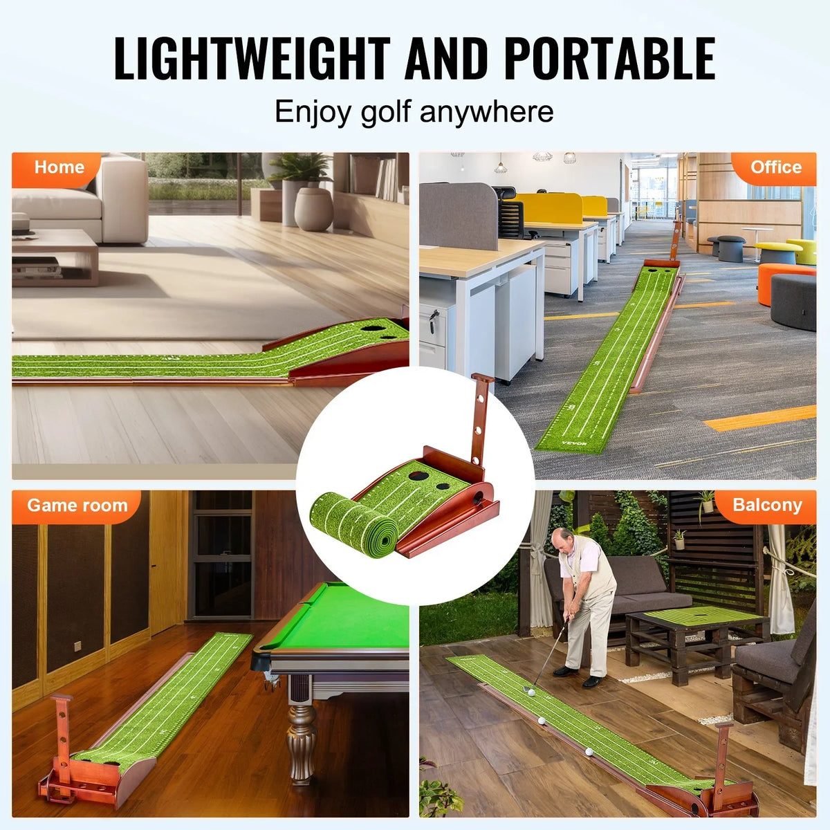VEVOR 2 Hole Golf Putting Mat Indoor Golf Putting Green Golf Training Aid - View 7