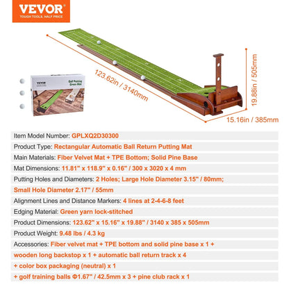 VEVOR 2 Hole Golf Putting Mat Indoor Golf Putting Green Golf Training Aid - View 8