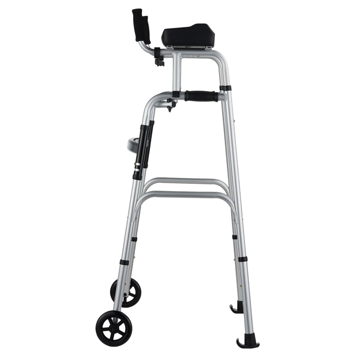 VEVOR 2 in 1 Folding Walker with Armrest Pads & 5" Solid Wheel Height Adjustable - View 10