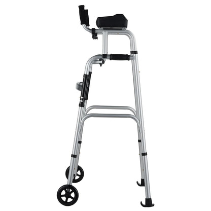 VEVOR 2 in 1 Folding Walker with Armrest Pads & 5" Solid Wheel Height Adjustable - View 10