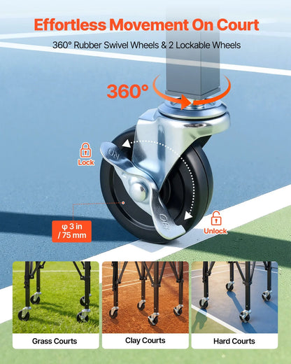 VEVOR 2-in-1 Tennis & Pickleball Hopper, with Pickup Tube, Foldable Pickleball Basket Cart with with Wheels, Holds 150 Tennis Balls or 260 Pickleballs, Portable Pickleball Caddy Holder, for Training - View 4
