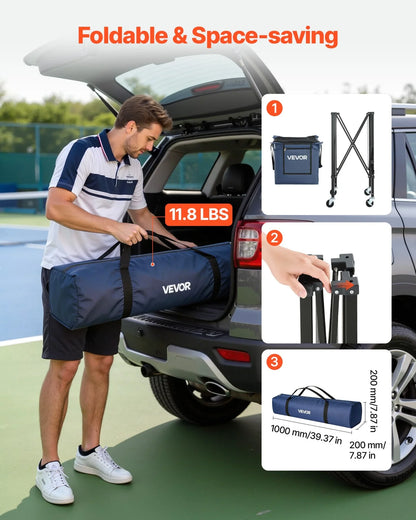 VEVOR 2-in-1 Tennis & Pickleball Hopper, with Pickup Tube, Foldable Pickleball Basket Cart with with Wheels, Holds 150 Tennis Balls or 260 Pickleballs, Portable Pickleball Caddy Holder, for Training - View 6
