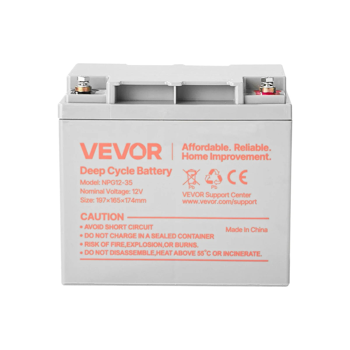 VEVOR 2 Pack 12V 35Ah Deep Cycle Battery, Sealed AGM Technology, Rechargeable Lead Acid AGM Battery, Backup Replacement for Scooters, Mobility Wheelchair, Solar System Off-Grid Home Energy Storage - View 9