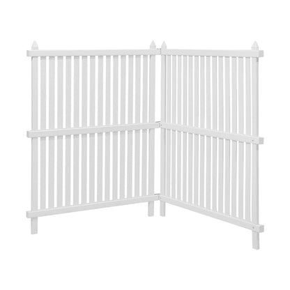VEVOR 2 Panels Outdoor Privacy Screen, 36 x 45 in Air Conditioner Fence with 19.7 in Ground Stakes, Pool Equipment Enclosure, Strip Vinyl Privacy Fence, Ideal for Trash Can and A/C Units, White - View 8