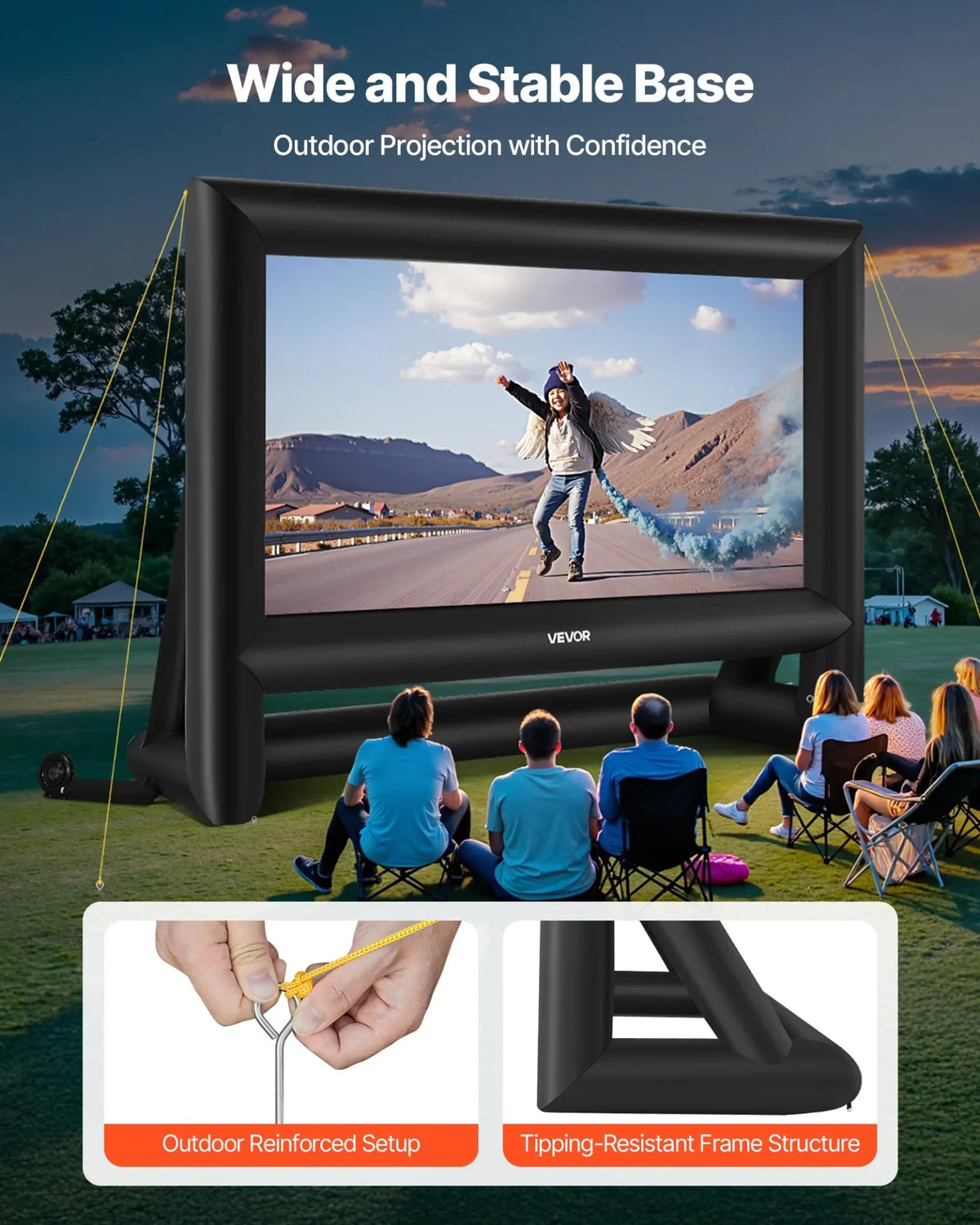 VEVOR 20FT Inflatable Movie Screen, Inflatable Projector Screen with Portable Storage Bag, 16:9 Easy Set Up Movie Projection for Outdoor Backyard, Home Theater, Theme Party - View 4