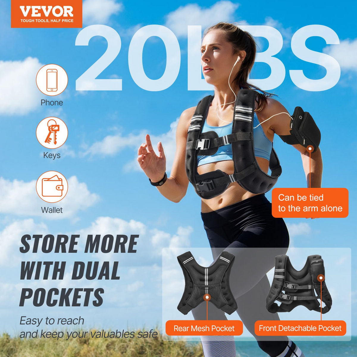 VEVOR 20lb Weighted Vest for Men Women Workout Equipment for Strength Training - View 2