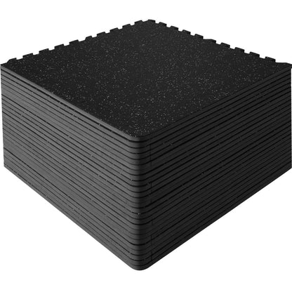 VEVOR 25 PCS 1/2 inch Thick Gym Floor Mats, 24" x 24" EVA Foam & Rubber Top Interlocking Workout Floor Mats with 100 sq.ft Coverage, Waterproof Exercise Puzzle Flooring for Gym, Home, Garage, Basement, Black & Grey - View 11