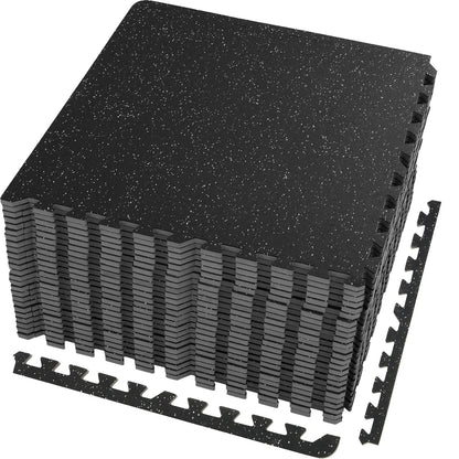 VEVOR 25 PCS 1/2 inch Thick Gym Floor Mats, 24" x 24" EVA Foam & Rubber Top Interlocking Workout Floor Mats with 100 sq.ft Coverage, Waterproof Exercise Puzzle Flooring for Gym, Home, Garage, Basement, Black & Grey - View 13