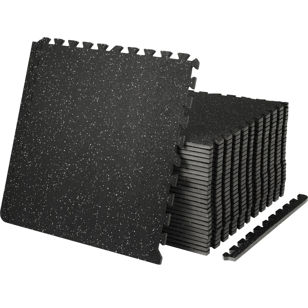 VEVOR 25 PCS 1/2 inch Thick Gym Floor Mats, 24" x 24" EVA Foam & Rubber Top Interlocking Workout Floor Mats with 100 sq.ft Coverage, Waterproof Exercise Puzzle Flooring for Gym, Home, Garage, Basement, Black & Grey - View 2