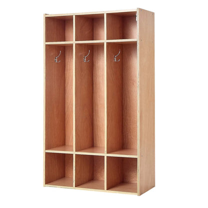 VEVOR 3-Section Kids Coat Locker, Wooden Toddler Cubby Storage Organizer with 6 Hooks & Non-Slip Mat, Modern Kid Coat Cubbies with 6 Small Open Storage Boxes for Home, Kindergarten, Daycare, Natural - View 8