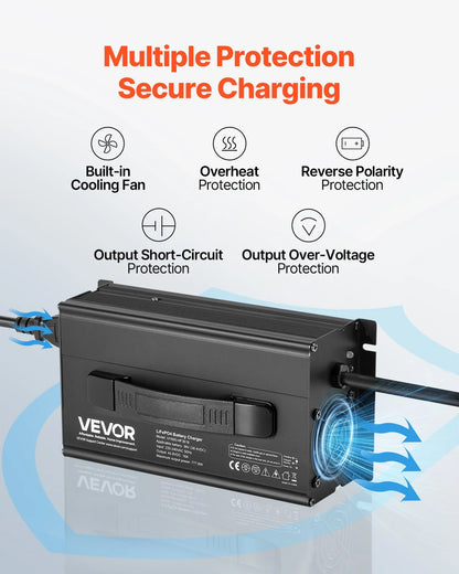 VEVOR 36V 18A Lithium Battery Charger, 43.8V, AC-DC LiFePO4 Smart Charger, with Anderson Connector, LED Indicator, 0V Activation, for Lithium LiFePO4 Deep Cycle Rechargeable Batteries of Boat, RV - View 4