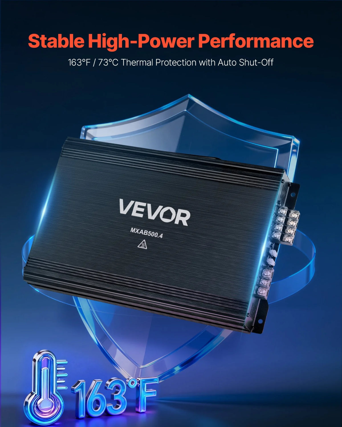 VEVOR 4 Channel Car Audio Amplifier 2 Ohm Stable Bridgeable Class A/B Full Range Amp Max Power 4 x 250W @ 4 Ohm / 4 x 500W @ 2 Ohm for Car SUV Truck Off-Road - View 4