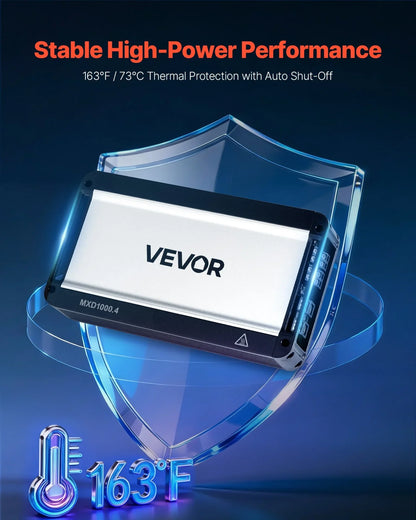 VEVOR 4 Channel Car Audio Amplifier 2 Ohm Stable Bridgeable Class D Full Range Amp Max Power 4 x 500W @ 4 Ohm / 4 x 1000W @ 2 Ohm for Car SUV Truck Off-Road - View 3