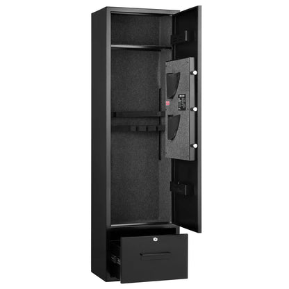VEVOR 4 Gun Safe, Long Gun Cabinet for Rifles and Pistols, Quick Access Fireproof Rifle Safe with 2 Ammo Slots, 2 Pistol Pockets & 2 Adjustable Racks, Large Digital Cabinet with Key and Password Lock - View 9