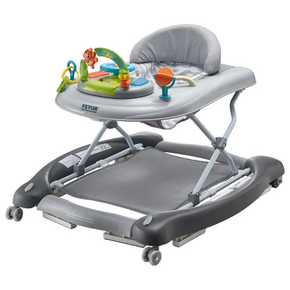 VEVOR 4-in-1 Baby Walker, Foldable Baby Activity Center on Wheels, 3 Adjustable Height, Music & Toys Tray, Learning-Seated | Walk-Behind | Rocker | Bouncer Toddler Walker for Girls Boys  6-24 Months - View 8