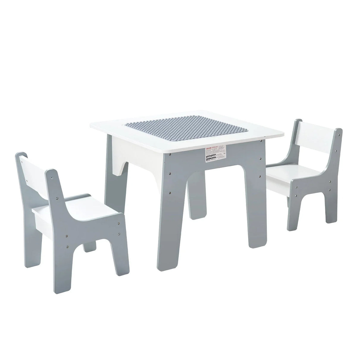 VEVOR 4 in 1 Kid Activity Table and 2 Chairs Set, Graffiti & Building Blocks Double-Sided Tabletop - View 8