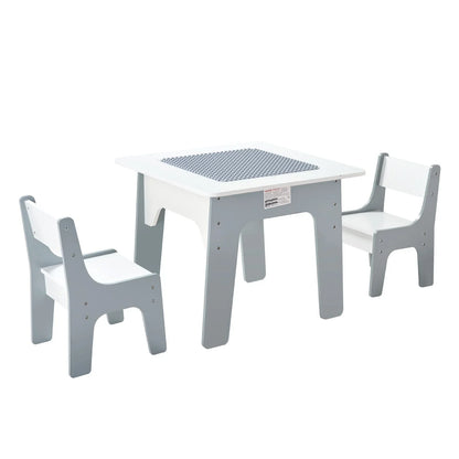 VEVOR 4 in 1 Kid Activity Table and 2 Chairs Set, Graffiti & Building Blocks Double-Sided Tabletop - View 8