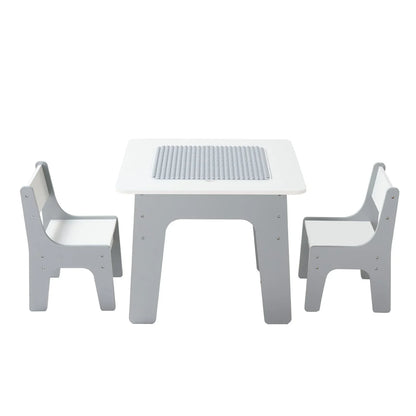 VEVOR 4 in 1 Kid Activity Table and 2 Chairs Set, Graffiti & Building Blocks Double-Sided Tabletop - View 9
