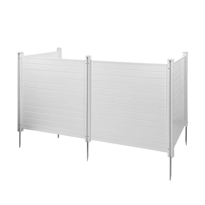 VEVOR 4 Panels Outdoor Privacy Screen, 50 x 50 in Air Conditioner Fence with 27.6 in Ground Stakes, Pool Equipment Enclosure, Horizontal Vinyl Privacy Fence, Ideal for Trash Can and A/C Units, White - View 10