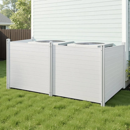 VEVOR 4 Panels Outdoor Privacy Screen, 50 x 50 in Air Conditioner Fence with 27.6 in Ground Stakes, Pool Equipment Enclosure, Horizontal Vinyl Privacy Fence, Ideal for Trash Can and A/C Units, White - View 7