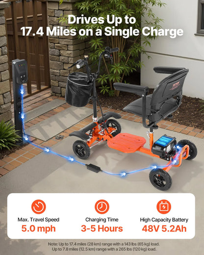 VEVOR 4-Wheel Folding Mobility Scooter Electric Mobility Scooter 265lbs Capacity - View 4