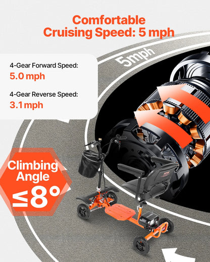 VEVOR 4-Wheel Folding Mobility Scooter Electric Mobility Scooter 265lbs Capacity - View 5