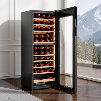 VEVOR 42 Bottle Wine Fridge, Freestanding Wine Cooler Refrigerator, Dual Zone Cooler, 41℉ to 65℉ Adjustable Temp Mini Cellar, Glass Door, For Home Office Bar, Red White Champagne or Sparkling Wines - View 7