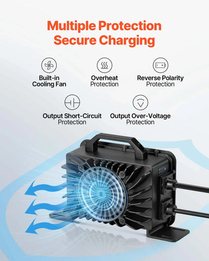VEVOR 48V 18A Lithium Battery Charger, 58.4V, AC-DC LiFePO4 Smart Charger, with Waterproof Connector, LED Indicator, 0V Activation, for LiFePO4 Deep Cycle Rechargeable Batteries of Boat, RV, IP68 - View 4