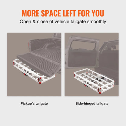 VEVOR 49.4 x 22.4 x 7.1 in Hitch Cargo Carrier, 500lbs Loading Capacity Trailer Hitch Mounted Cargo Basket, Rust-proof Aluminum Luggage Carrier Rack Fits 2" Hitch Receiver for SUV Truck Pickup Camping - View 4