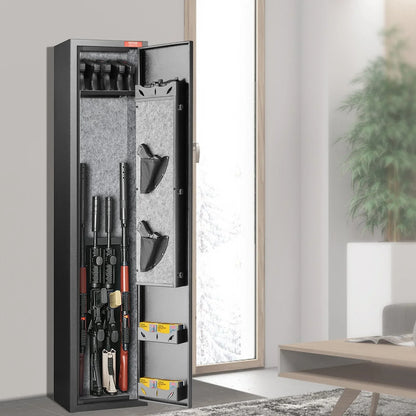 VEVOR 5 Rifles Gun Safe, Rifle Safe with Fingerprint Lock, Quick Access Gun Storage Cabinet for Shotguns with Removable Shelf, Pistol Rack, Ammo Storage Box for Home Long Gun and Pistols - View 7